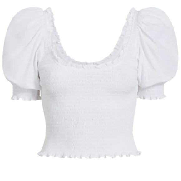 NWT Hill House The Aiko Smocked Cropped 
Cotton Nap Top in White size XXL - Picture 6 of 7